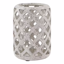 Hill Interiors Stone Effect Hurricane Lantern - 32cm x 20cm x 20cm, Grey