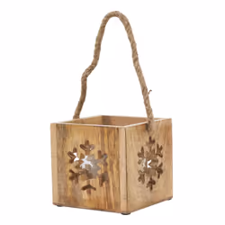 Hill Interiors Wooden Snowflake Tealight Holder - 14cm x 14cm x 14cm, Brown - Additional view 2