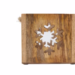 Hill Interiors Wooden Snowflake Tealight Holder - 14cm x 14cm x 14cm, Brown - Additional view 4
