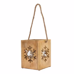 Hill Interiors Wooden Snowflake Tealight Holder - 19cm x 16cm x 16cm, Brown