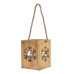 Hill Interiors Wooden Snowflake Tealight Holder - 19cm x 16cm x 16cm, Brown