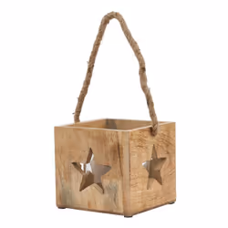 Hill Interiors Wooden Star Tealight Holder - 10cm x 10cm x 10cm, Brown - Additional view 2