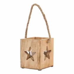 Hill Interiors Wooden Star Tealight Holder - 10cm x 10cm x 10cm, Brown - Additional view 3