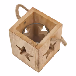 Hill Interiors Wooden Star Tealight Holder - 10cm x 10cm x 10cm, Brown - Additional view 4