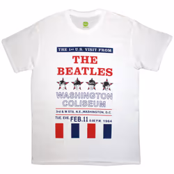 The Beatles Unisex Adult Washington Coliseum 64 Stars & Stripes T-Shirt - M, White
