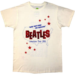 The Beatles Unisex Adult American Tour '64 Back Print T-Shirt - S, Natural