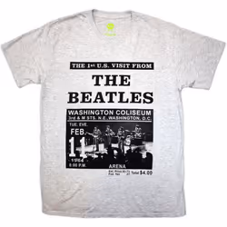 The Beatles Unisex Adult Washington Coliseum 64 Advert T-Shirt - L, Grey