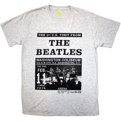 The Beatles Unisex Adult Washington Coliseum 64 Advert T-Shirt - L, Grey