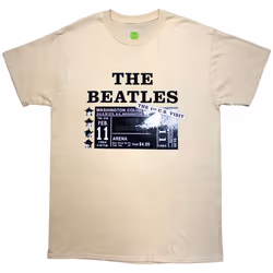 The Beatles Unisex Adult Washington Coliseum 64 Promo & Setlist T-Shirt - S, Sand