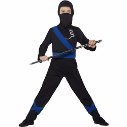 Smiffys Childrens/Kids Ninja Assassin Costume - 4-6 Years, Black/Blue
