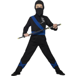 Smiffys Childrens/Kids Ninja Assassin Costume - 4-6 Years, Black/Blue