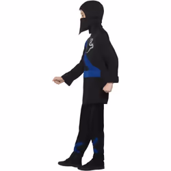 Smiffys Childrens/Kids Ninja Assassin Costume - 7-9 Years, Black/Blue