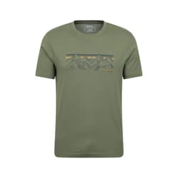 Mountain Warehouse Mens Mountain Stripes T-Shirt - XS, Khaki Green