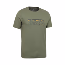 Mountain Warehouse Mens Mountain Stripes T-Shirt - XS, Khaki Green