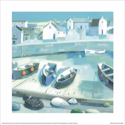Claire Henley Pebble Collection Print - 40cm x 40cm, Blue/Green
