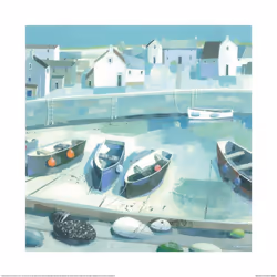 Claire Henley Pebble Collection Print - 40cm x 40cm, Blue/Green