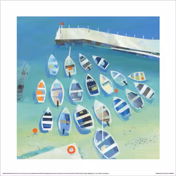 Claire Henley Birds Eye View Print - 30cm x 30cm, Blue/Multicoloured