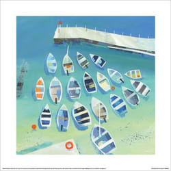 Claire Henley Birds Eye View Print - 30cm x 30cm, Blue/Multicoloured