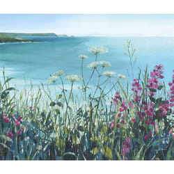 Claire Henley Coastal Walk June Canvas Print - 60cm x 80cm, Blue/Green/Pink