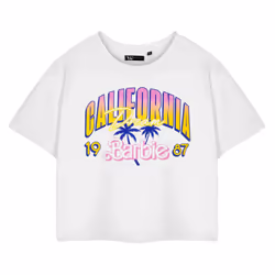 Barbie Womens/Ladies California Dream Short-Sleeved Crop T-Shirt - M, White