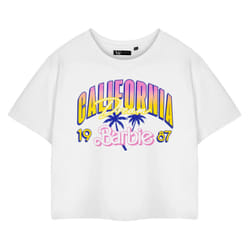 Barbie Womens/Ladies California Dream Short-Sleeved Crop T-Shirt - M, White