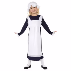 Smiffys Girls Victorian Costume Set - 4-6 Years, White/Black