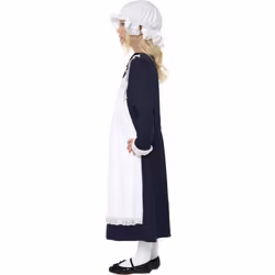 Smiffys Girls Victorian Costume Set - 4-6 Years, White/Black