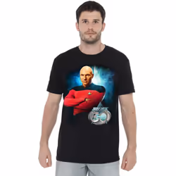 Star Trek Mens 30 Jean-Luc Picard T-Shirt - S, Black