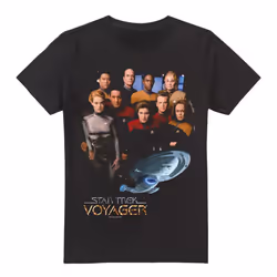 Star Trek Mens Voyager Crew T-Shirt - XXL, Black