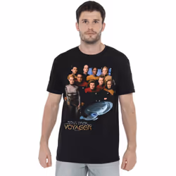 Star Trek Mens Voyager Crew T-Shirt - XXL, Black