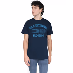 Star Trek Mens Enterprise E Athletic T-Shirt - 5XL, Navy