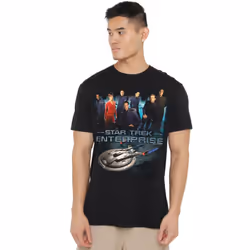 Star Trek Mens Enterprise Crew T-Shirt - L, Black