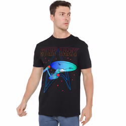 Star Trek Mens Neon T-Shirt - 5XL, Black
