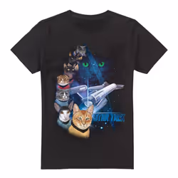 Star Trek Mens Feline Galaxy T-Shirt - 4XL, Black