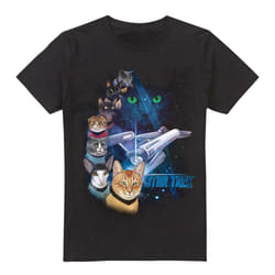 Star Trek Mens Feline Galaxy T-Shirt - 5XL, Black