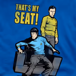 Star Trek Mens My Seat T-Shirt - XL, Royal Blue