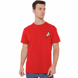 Star Trek Mens Engineering Uniform Foil T-Shirt - S, Red