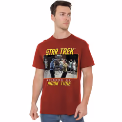 Star Trek Mens Amok Time T-Shirt - M, Cardinal