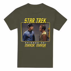 Star Trek Mens Mirror Mirror T-Shirt - XXL, Military Green