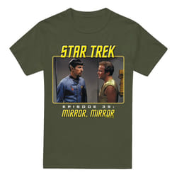 Star Trek Mens Mirror Mirror T-Shirt - XXL, Military Green
