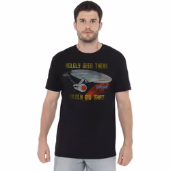 Star Trek Mens Boldly Did That T-Shirt - L, Black