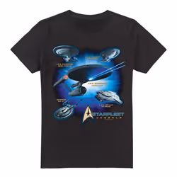 Star Trek Mens Starfleet Vessels T-Shirt - S, Black