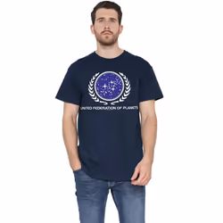 Star Trek Mens United Federation Logo T-Shirt - S, Navy