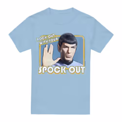 Star Trek Mens Spock Out T-Shirt - M, Light Blue