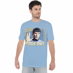 Star Trek Mens Spock Out T-Shirt - M, Light Blue