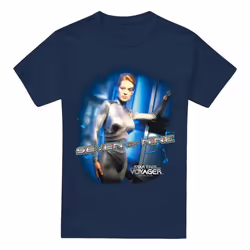 Star Trek Mens Seven of Nine T-Shirt - XXL, Navy