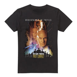 Star Trek Mens First Contact T-Shirt - L, Black
