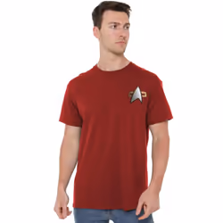 Star Trek Mens Deep Space Nine Command Emblem T-Shirt - S, Cardinal