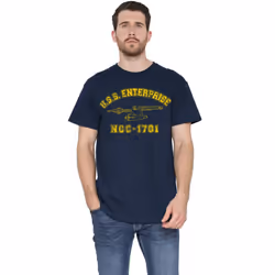 Star Trek Mens Enterprise Athletic T-Shirt - L, Navy