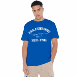 Star Trek Mens Enterprise Athletic T-Shirt - S, Royal Blue